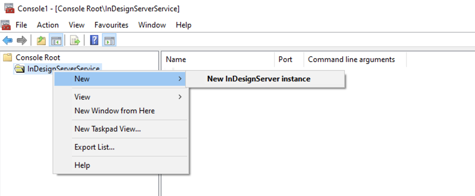 New IndesignServer instance