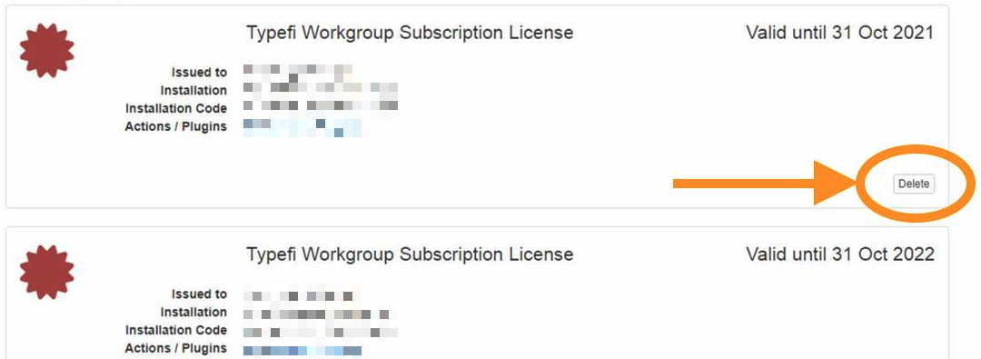 Delete all licenses except for the most recent one