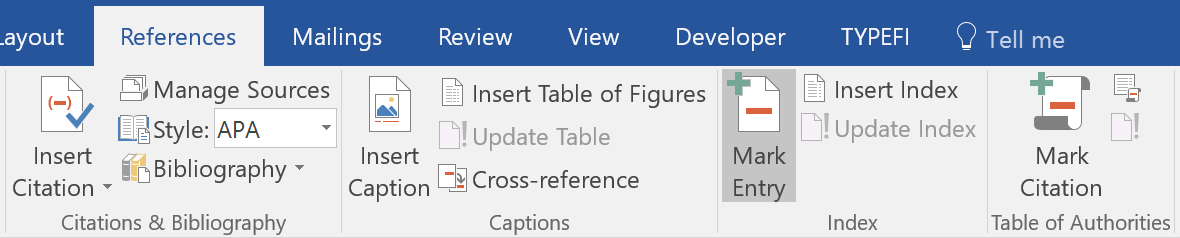Microsoft Word > References tab