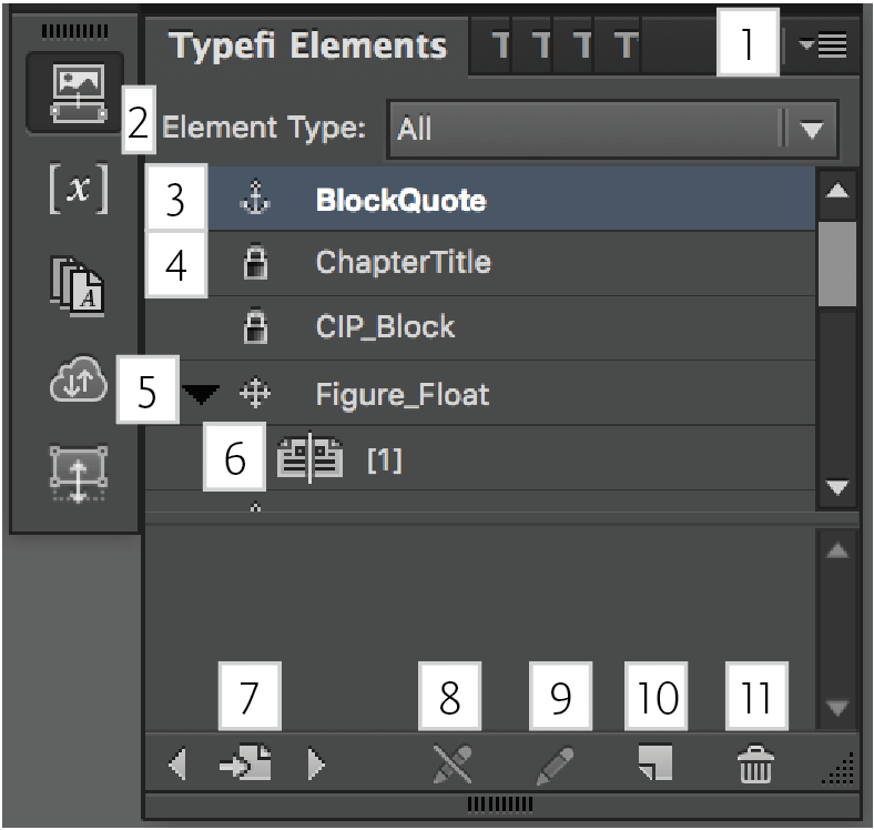 Enumerated Elements panel