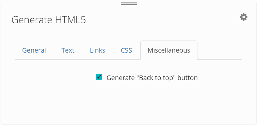 Generate HTML5 Miscellaneous tab