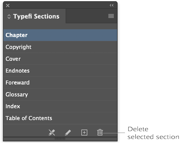 Delete selected section