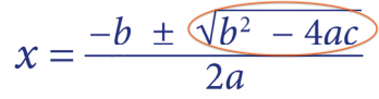 Square roots in the quadratic equation: b squared minus 4ac