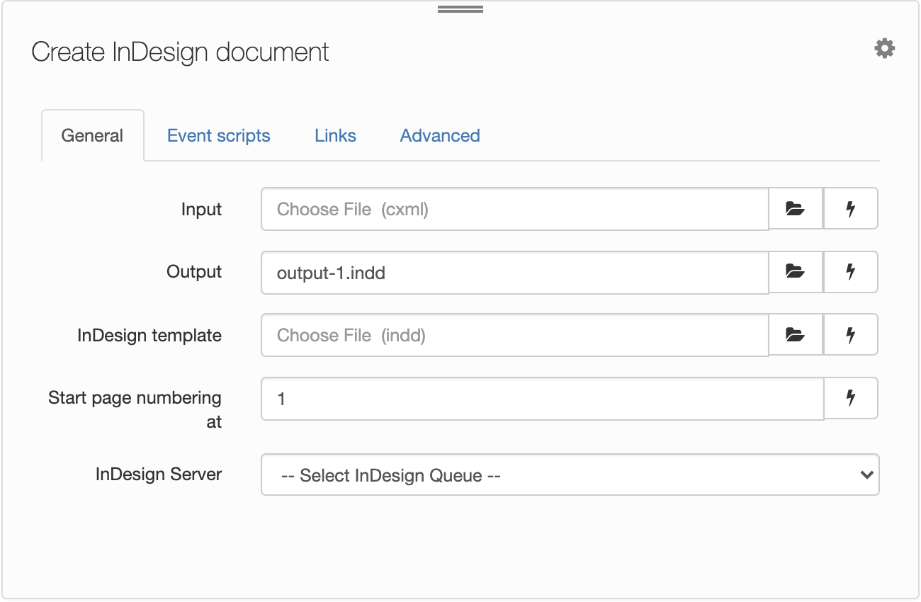 Create InDesign Document, General tab