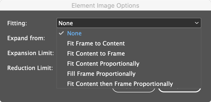 Element Image Frame Fitting Options