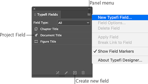 Typefi Fields panel