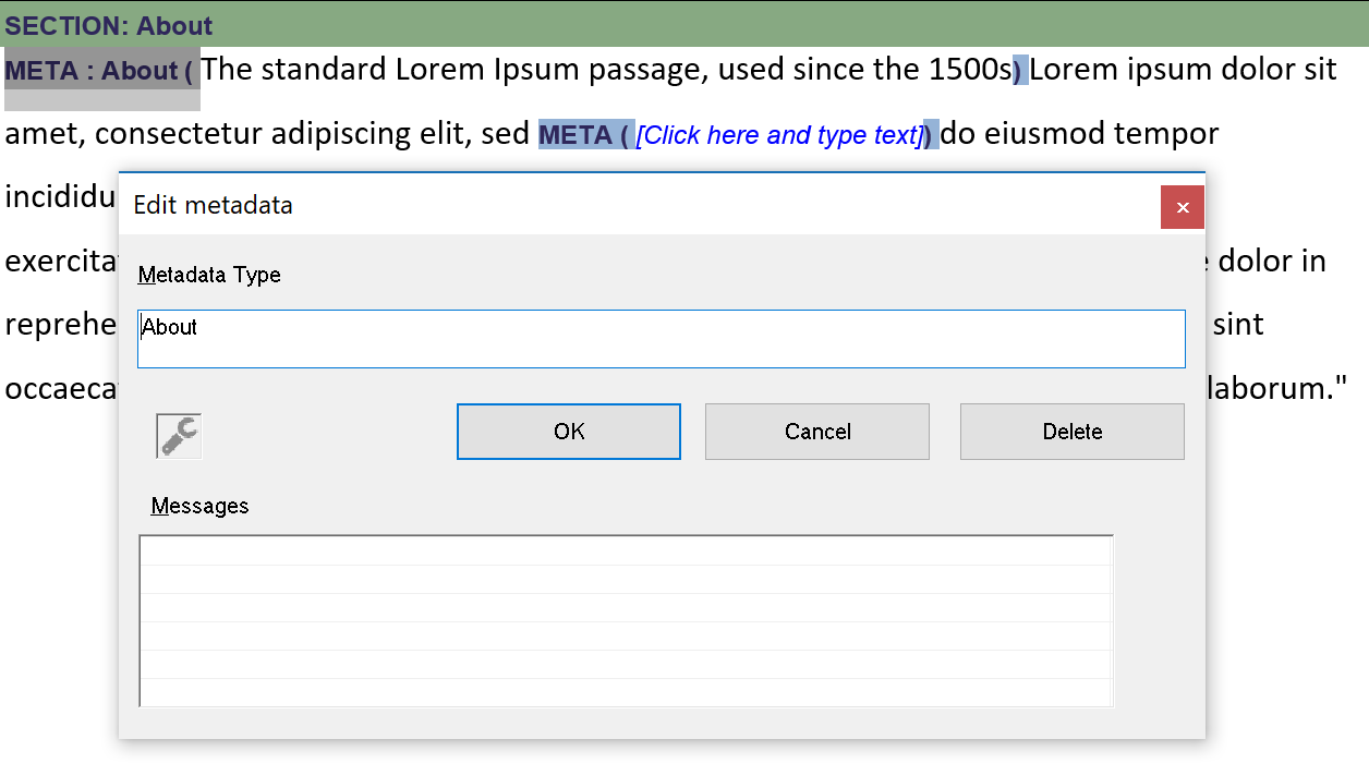 Edit metadata dialogue