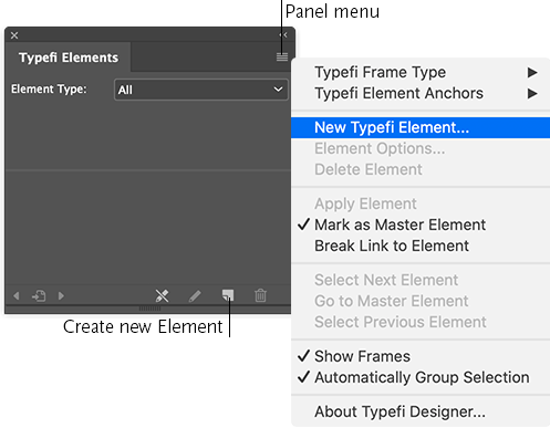 Creating a new Typefi Element