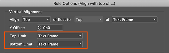 Vertical top and bottom limit options