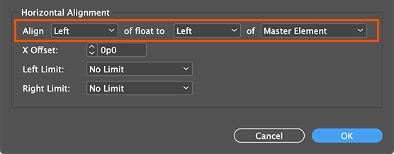 Horizontal Align with... options