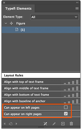 Can appear on left or right pages option