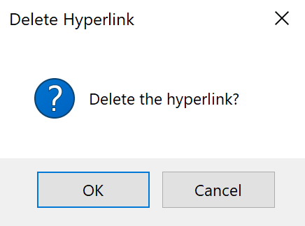 Delete Hyperlink dialgue