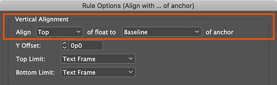 Vertical Align with... options for Anchors