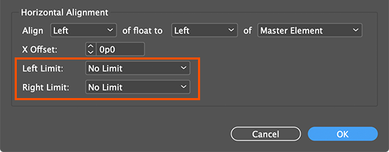 Horizontal left and right limit options