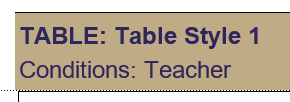 Table marker with a condition