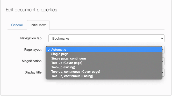 Page layout options