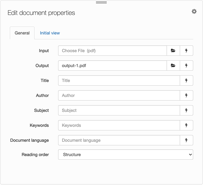 Edit document properties, General tab