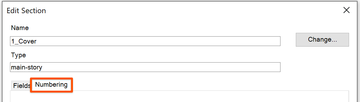 Numbering tab