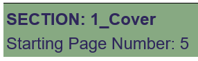 Section marker with a starting page number