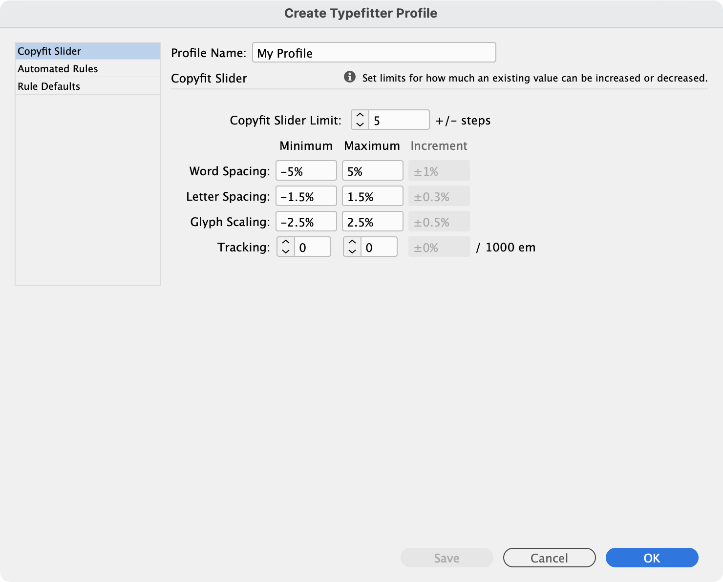 Copyfider Slider pane