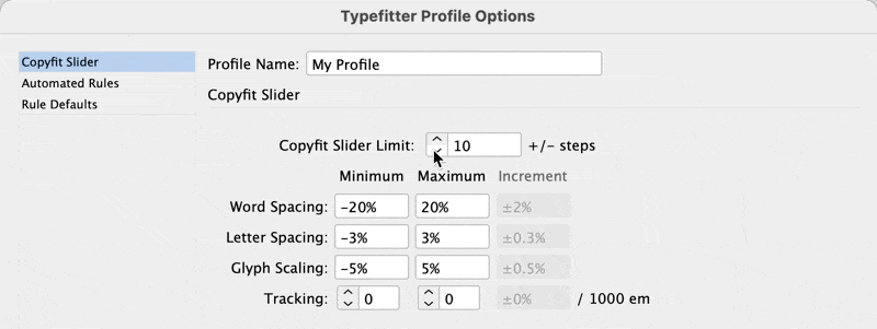 Changing the step amount changes the Increment