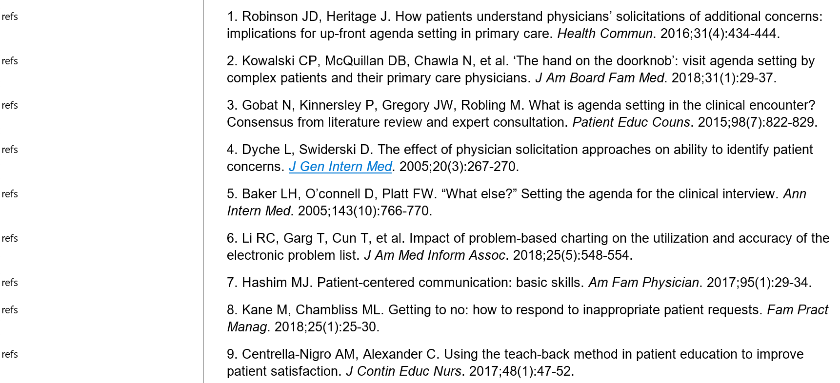 References with the same paragraph style