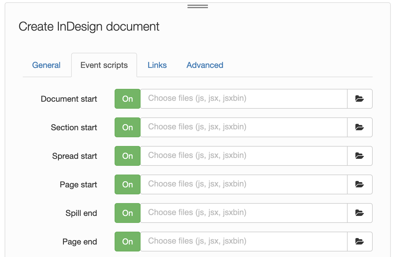 create InDesign document events
