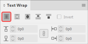 Image showing text wrap panel with no text wrap selected