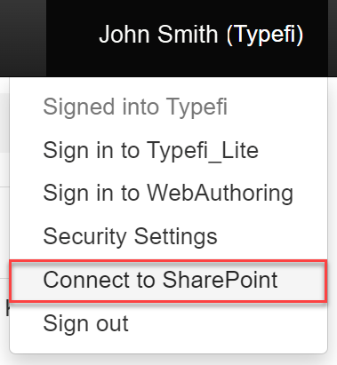 ConnecttoSharePointUserMenu.png