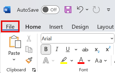Select File in Word